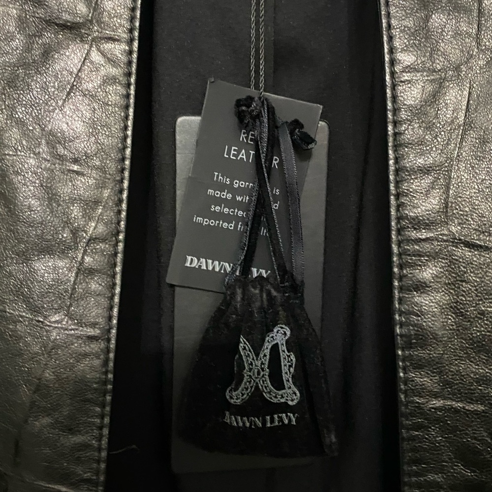 NEW Dawn Levy Genuine leather Black Pocket Coat Size small. Never worn